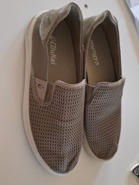 OluKai Women's Taupe Mesh Slip-On Sneakers